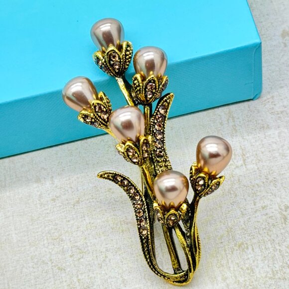 Brand new Tulip Flower Brooch Rhinestone Tulip Brooch Flower Pin Sprind Brooch - Picture 3 of 6